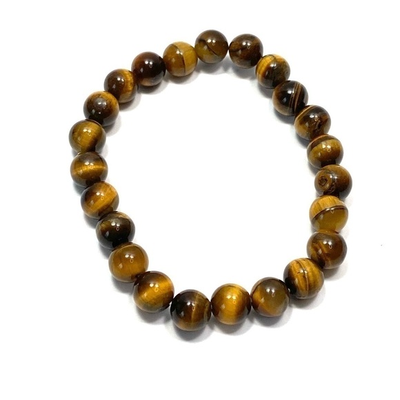 Bracelet Tiger’s Eye Stone Stretch Natural Polished Stones - Picture 2 of 5